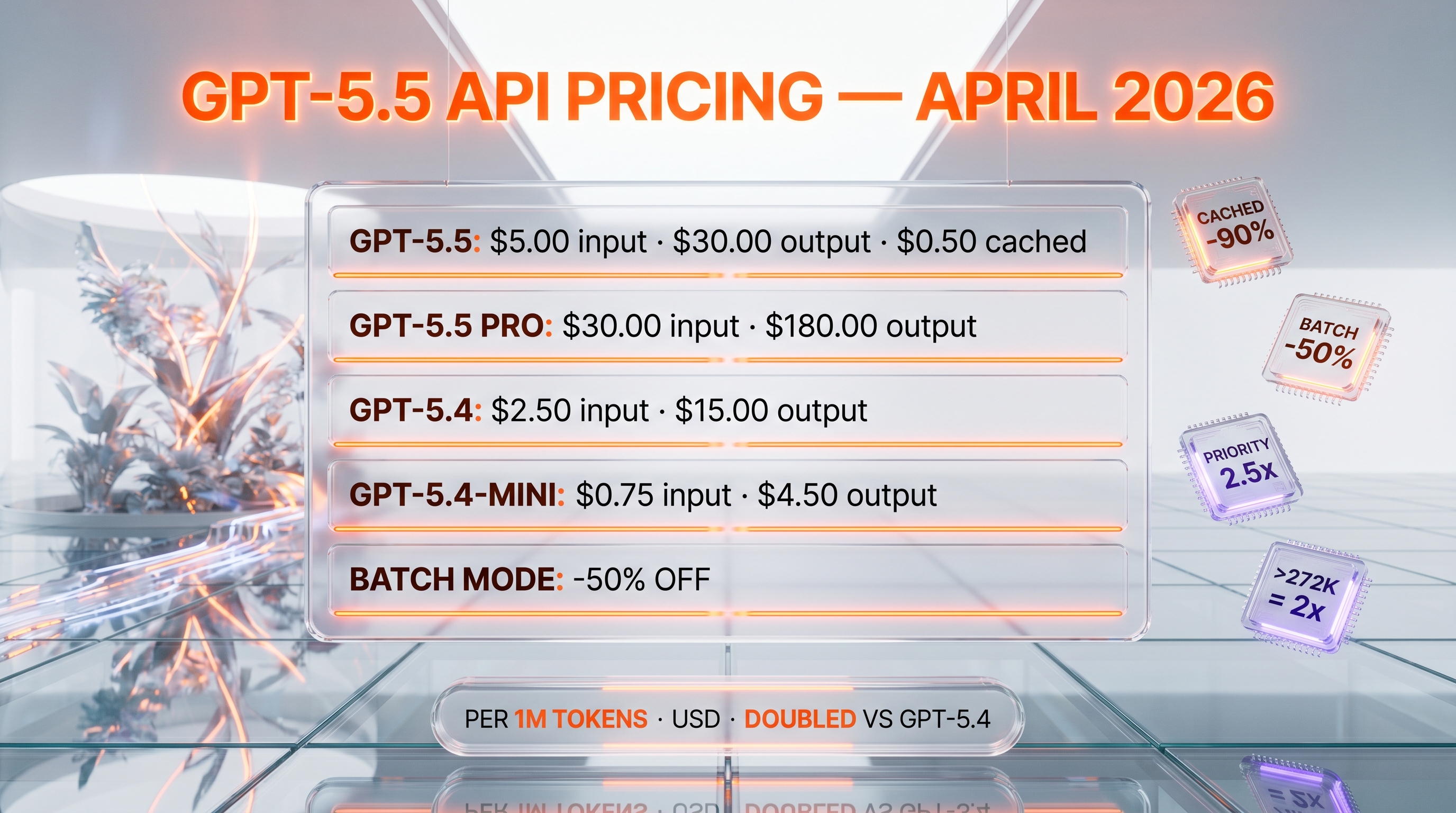 GPT-5.5 pricing table — API and ChatGPT plans