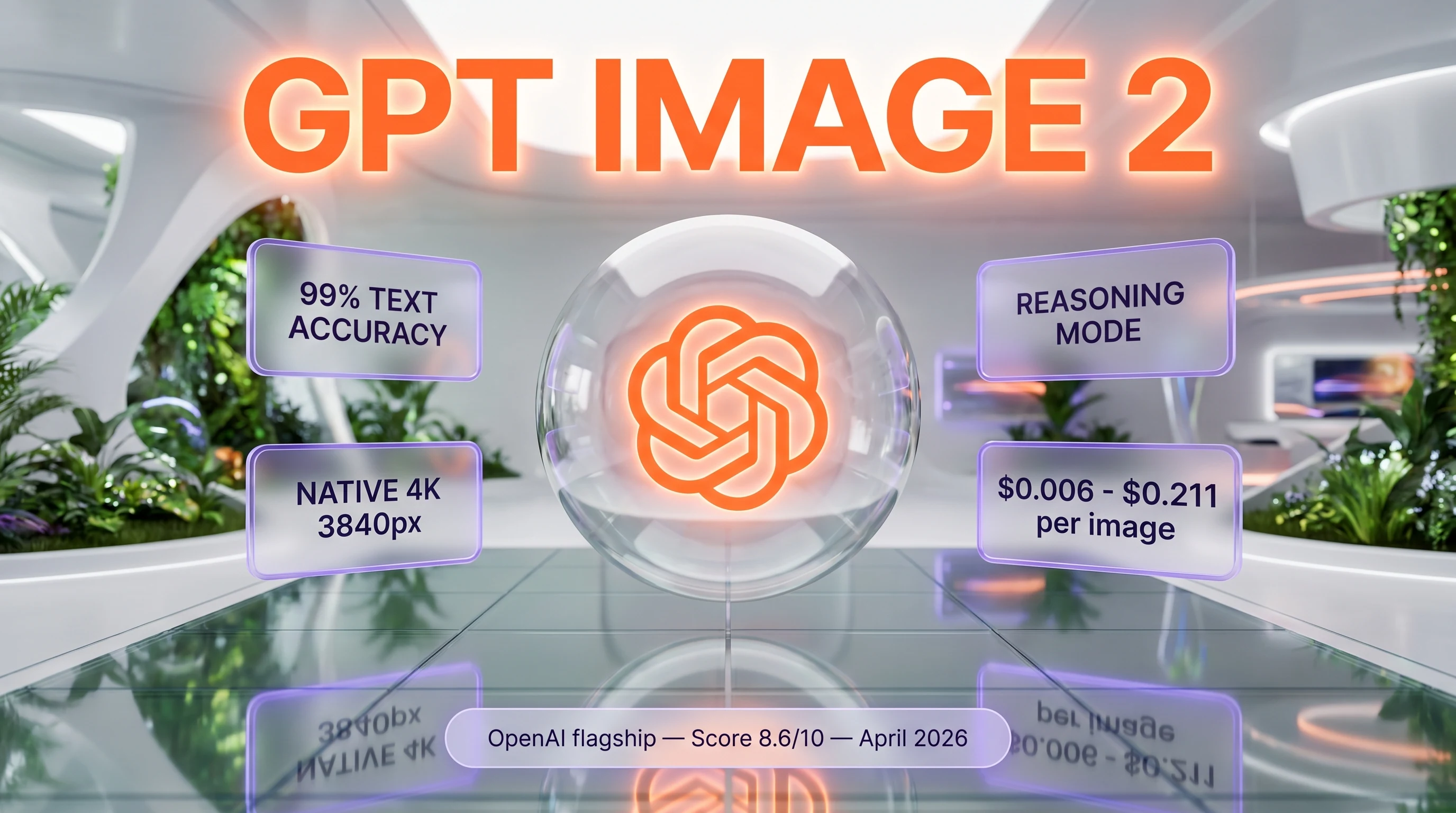 GPT Image 2 review — 8.6 out of 10, OpenAI's flagship image model with 99 percent text accuracy and native 4K output
