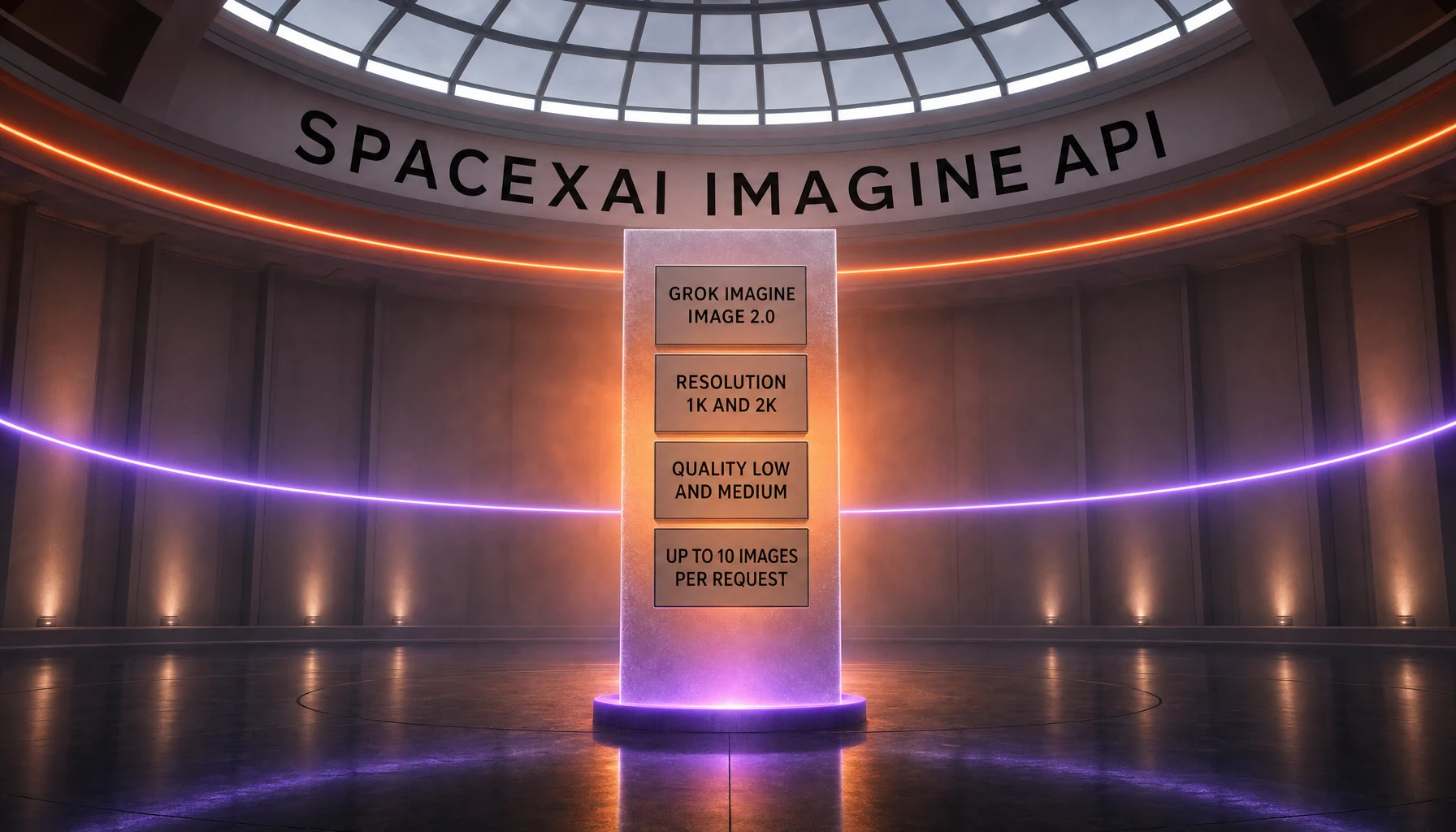 Grok Imagine Image 2.0, SpaceXAI image generation and editing model: 1K and 2K resolution, low and medium quality settings, and up to 10 images per request