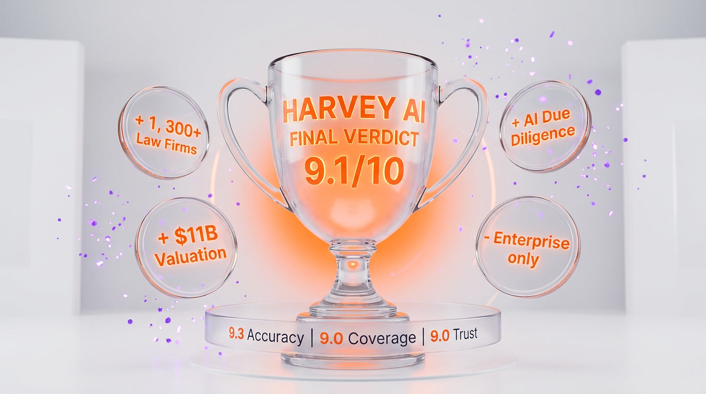 Harvey AI verdict — 9.1 out of 10 score from ThePlanetTools for enterprise legal AI platform