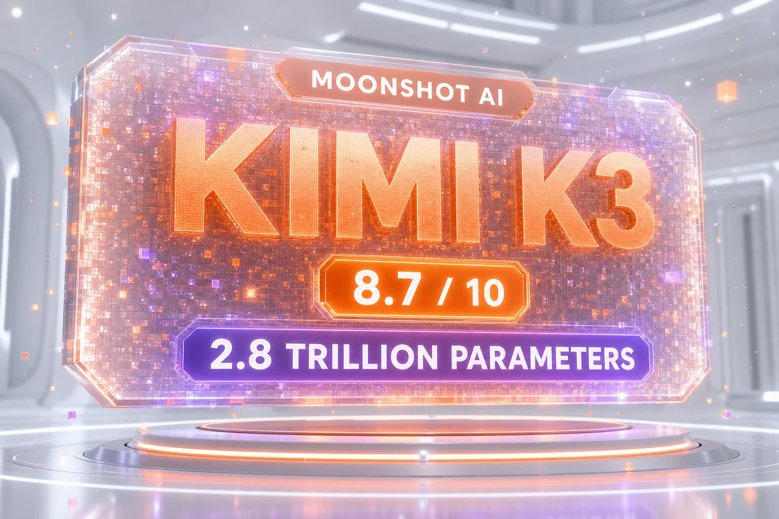 Kimi K3 by Moonshot AI review — 2.8 trillion parameter open Mixture-of-Experts model, 1 million token context, scored 8.7 out of 10, priced at 3 and 15 dollars per million tokens