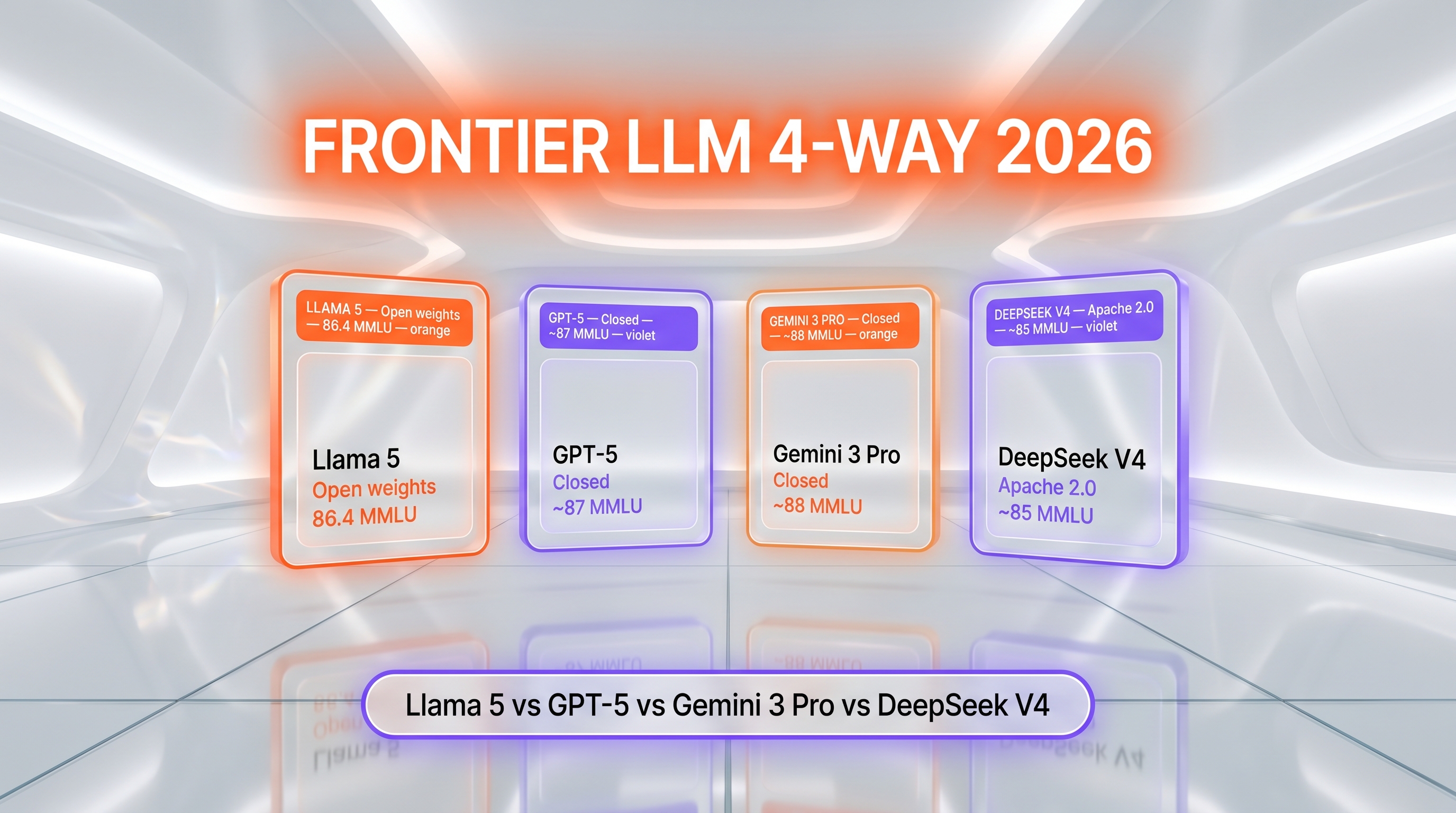 Llama 5 vs GPT-5 vs Gemini 3 vs DeepSeek V4 — frontier LLM comparison