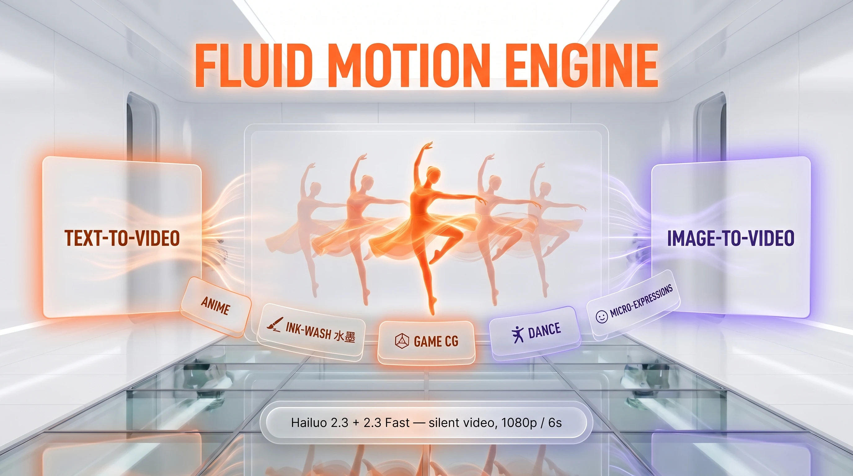 Hailuo 2.3 multimodal capabilities — text-to-video, image-to-video, dance choreography, anime, ink-wash