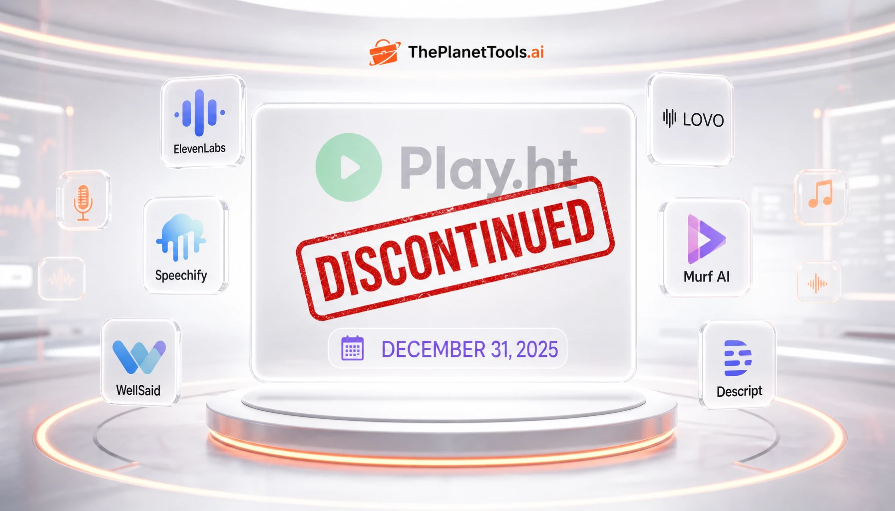 Play.ht discontinued banner — shut down December 31 2025 by Meta, 5 alternatives recommended