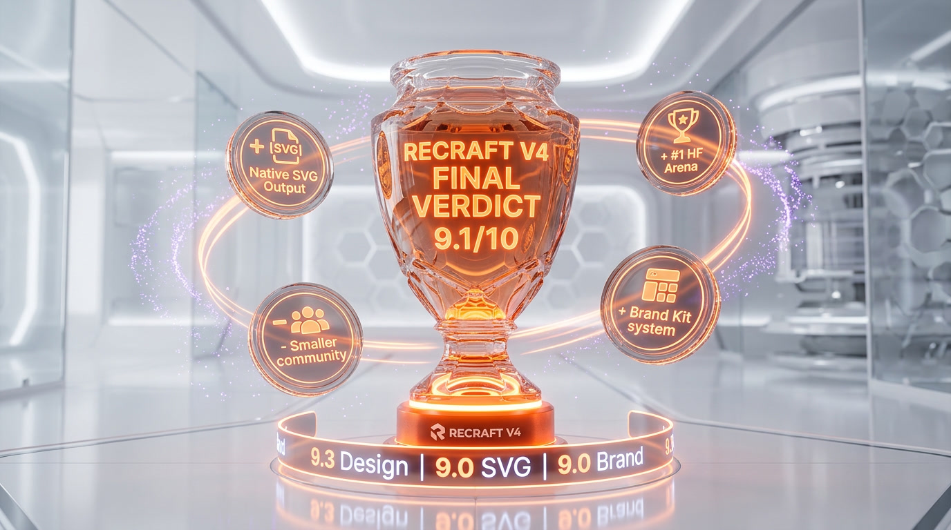 Recraft V4 verdict — 9.1 out of 10, best AI image model for designers, brand work, and native SVG vector generation