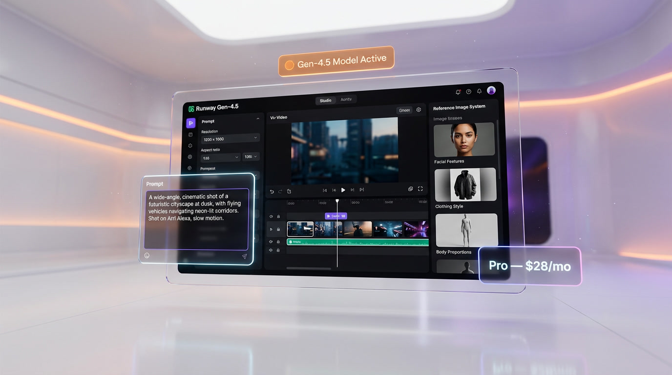 Runway (Gen-4.5) — Runway Studio Interface