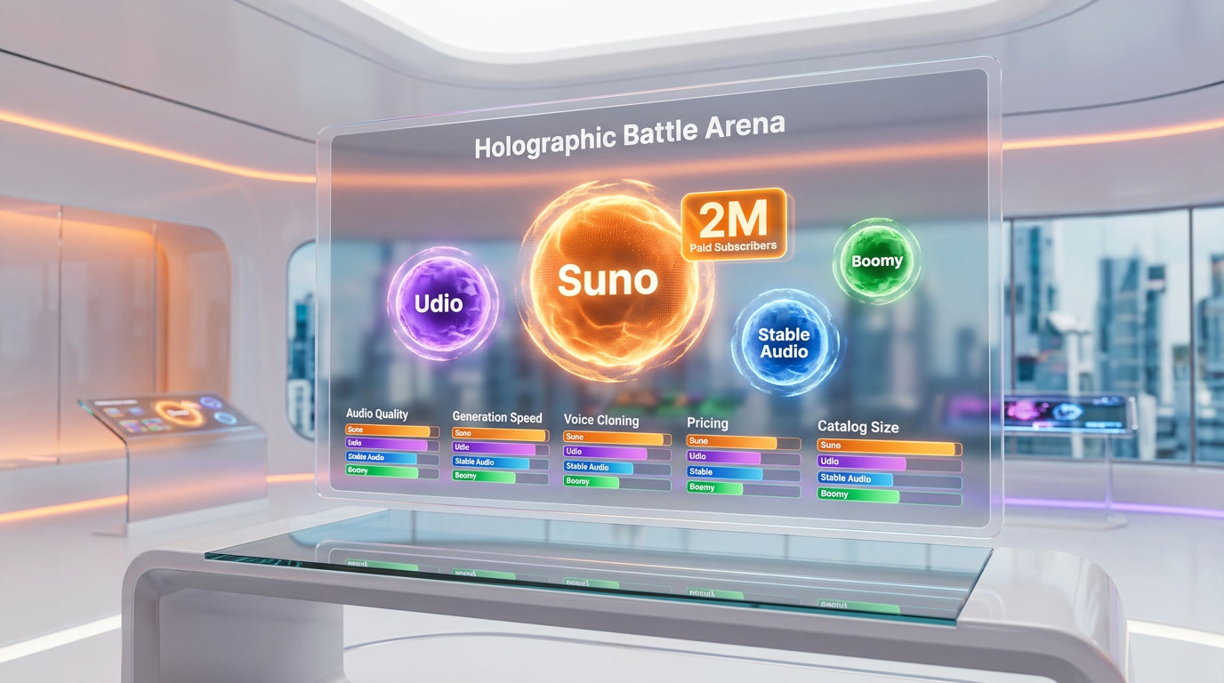Suno AI vs Udio vs Google Lyria 3 Pro comparison