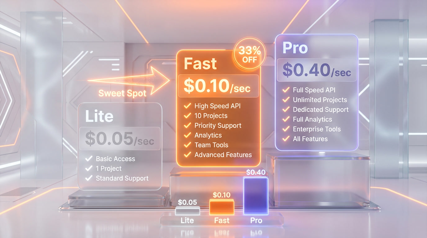 Veo 3.1 Fast — Pricing Tiers Comparison Infographic