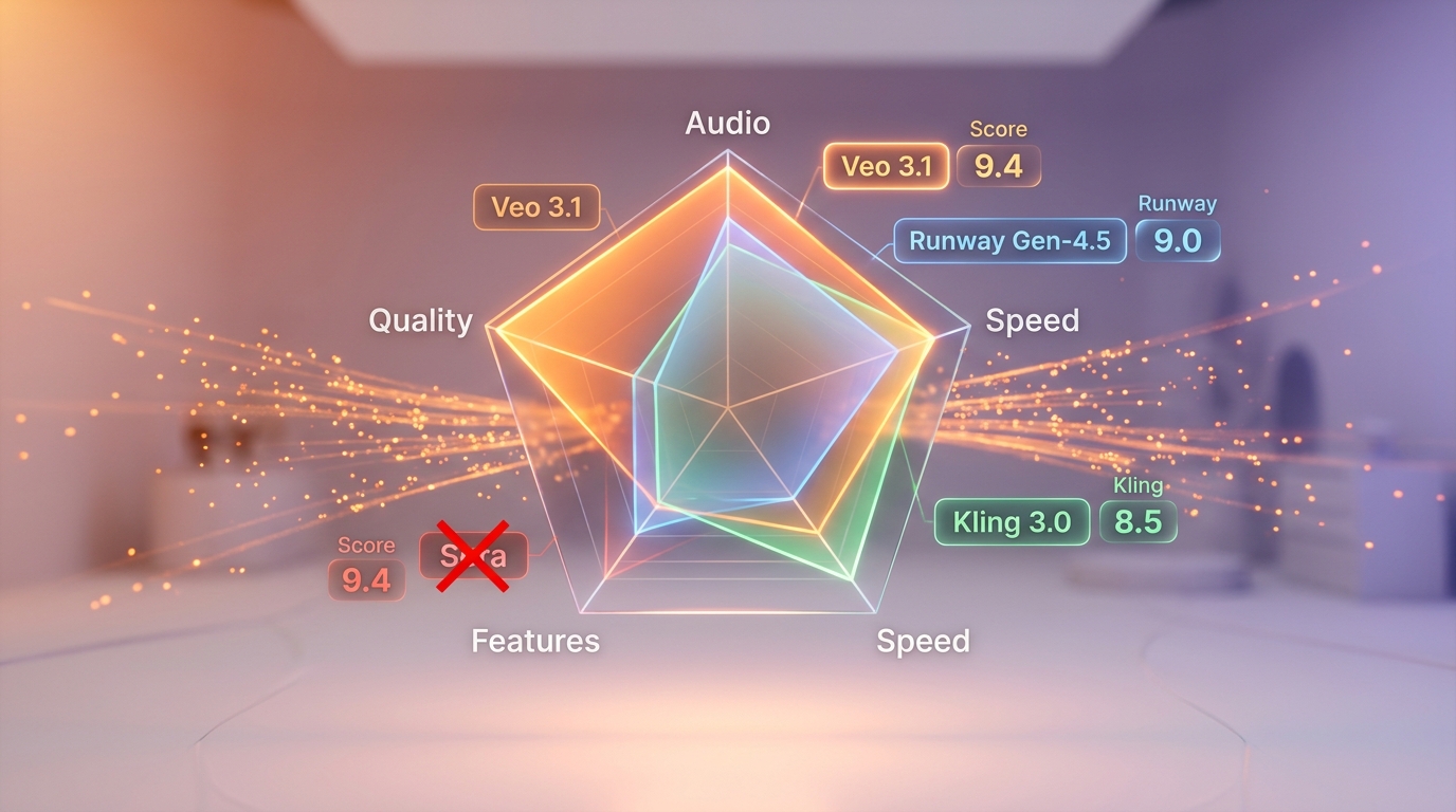 Veo 3.1 vs Runway Gen-4.5 vs Kling 3.0 vs Pika 2.5 — Feature Comparison