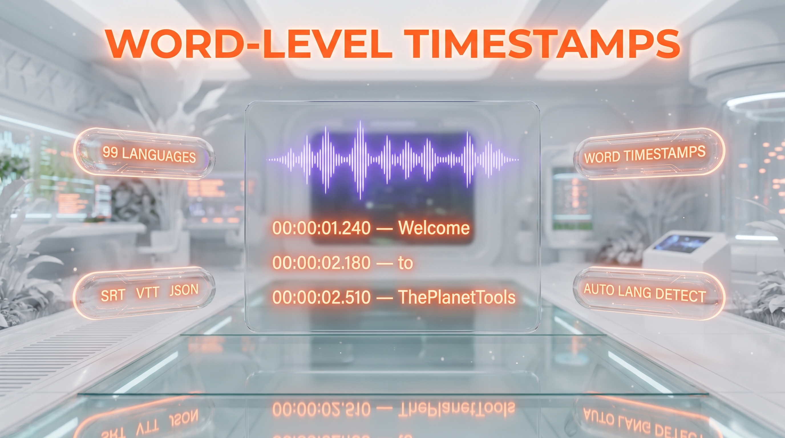 Whisper Large v3 word-level timestamps demo — transcription with millisecond timing