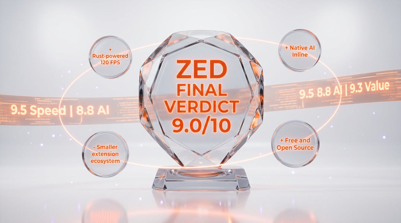Zed editor verdict — 9.0 out of 10, fastest editor on the market, best AI host via ACP, native multiplayer
